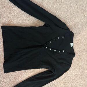 Cotton On Black Long Sleeve Top with Button Detail